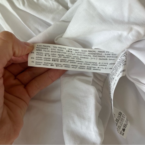 ZARA Women’s White Bubble Hem Peplum Top V-Neck Cap Sleeve Size Small summer - Picture 3 of 9